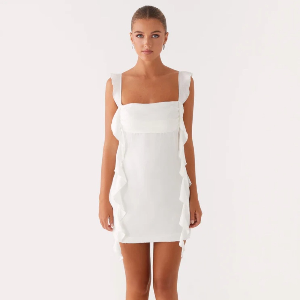 Peppermayo White Satin Mini Dress